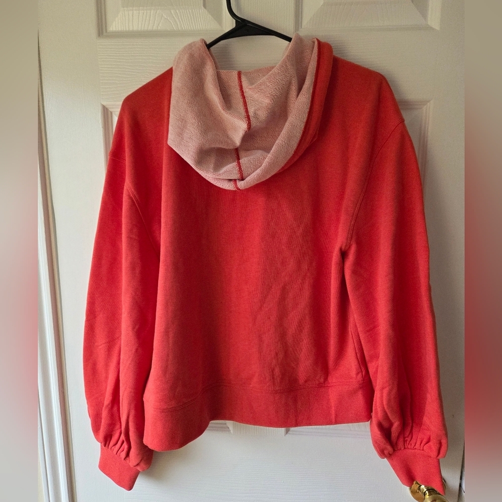 CABI Women's Deluxe Hoodie M Tangerine Coral Full Zip Tassle Drawstring - Picture 4 of 10